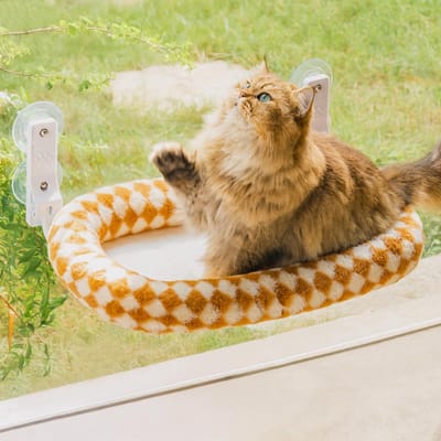 Unyqoos ® Comfortabele en Ruimtebesparende Kattenraam Hangmat met Afneembare Bekleding en Sterke Zuignappen