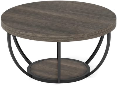 Salontafel Mira - Rond - Modern - Voor woonkamer - Bijzettafel - 95cm - Bruin