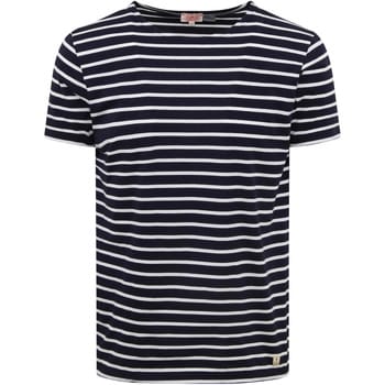 Armor-Lux T-Shirt Strepen Donkerblauw (navy) - Maat M - Heren - Casual T-shirts