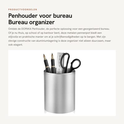 Dailygoods- Penhouder Metalen Aluminiumlegering - Bureau Organizer - Pennenbak - Opbergdoos - Antislip Onderkant - Stevige Constructie - Bureauorganizer