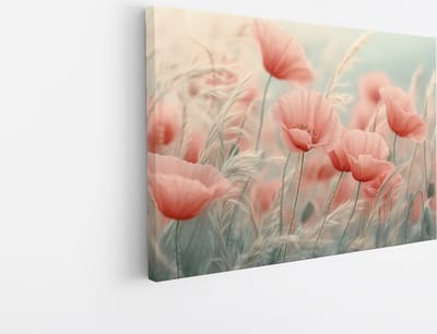 Saammp Canvas Schilderij - Zonnige Klaprozen in Beweging - Bloemen - Abstract - 45x30 - Foto op canvas - Wanddecoratie - Modern Interieur - Woonkamer Decoratie