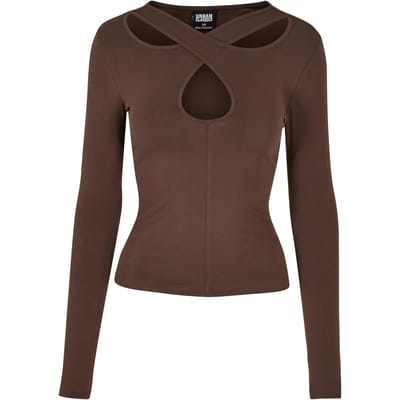 Dames-T-shirt met lange mouwen Urban Classics Crossed Cut Out