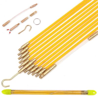 Dailygoods- Glasvezel Kabelstangen 10,83 ft - Aansluitbare Visband Trekset - Haak - Invoeging Trekker - Geschikt voor Kabels - 10 Stangen - Kabeltrekker