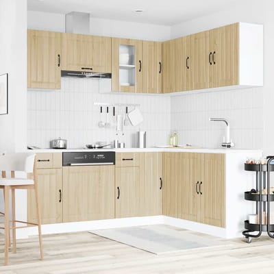 vidaXL - 11-delige - Keukenkastenset - Kalmar - bewerkt - hout - sonoma - eikenkleur