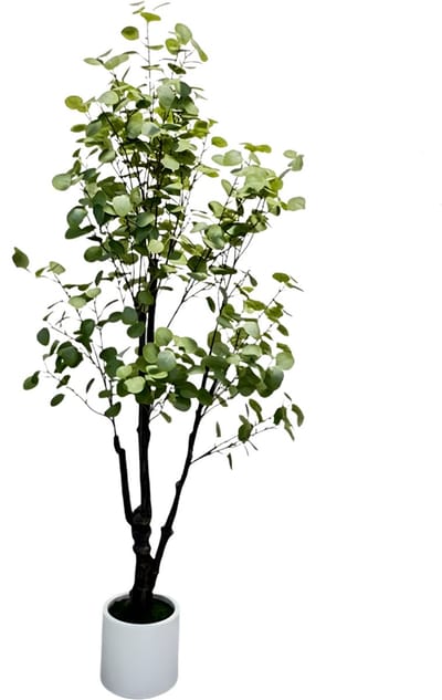 Kunstmatige Eucalyptusboom met LED - Voor Thuiskantoor & Kamerdecoratie - Nep Potplant met Witte Plantenbak - Housewarming Gift - Groen-180cm