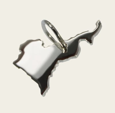 Zilveren Landkaart Kameroen ketting hanger