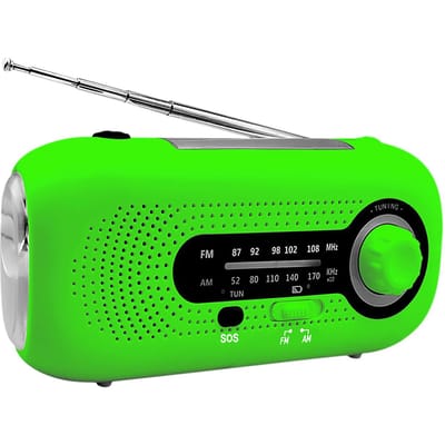 Opwindbare Zonne-Radio SOS Alarm AM/FM Nood Zonne-Radio Opwindradio met Oplaadbaar groen