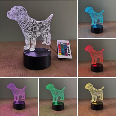 Klarigo® Nachtlamp – Puppy - 3D LED Lamp Illusie – 16 Kleuren – Bureaulamp – Hond - Dieren – Nachtlampje Kinderen – Creative lamp - Afstandsbediening