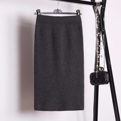Midi Gebreide Halflange Rok voor Dames Winter Hoge Taille One Step Rok Heupomsluitende Rok Dikke Split Haarlijn Rok 2XL gray