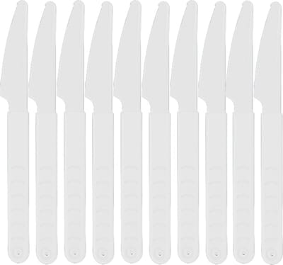 Excellent Houseware Messen - 20x stuks - wit - kunststof - 18 cm - herbruikbaar
