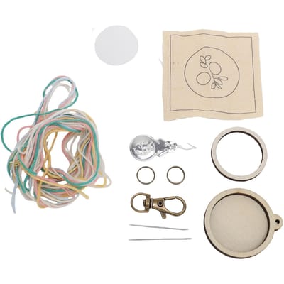 Mini Cerceau à Broder en Bois Porte-clés Petit Anneau Minuscules Fournitures de Bijouterie pour Collier Boucle d'oreille Pendentif Rond beige