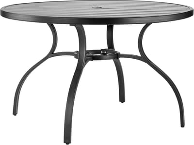 Terrastafel, Tuintafel, Balkontafel (1200 x 725 mm) van Koolstofstaal, Ronde Buitentafel voor Terras, Tuin, Veranda, Waterbestendig, met 38 mm Parasolgat, Draagkracht 68 kg, Zwart