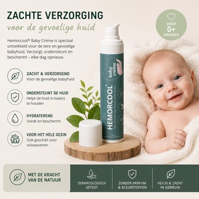 Hemorcool® - Babyzalf 50 ml – luieruitslag zalf voor baby’s – bij rode billetjes, huidirritatie en gevoelige babyhuid, verzorgende zalf met zink en koper