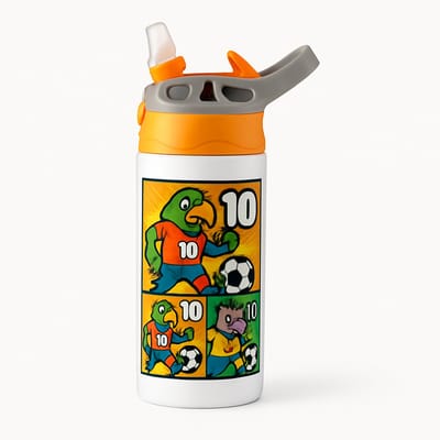 Stijlvolle Art-Deco Gouden Drinkfles – Luxe Drinkfles voor Design Liefhebbers - Waterfles voor kinderen (wit/oranje)