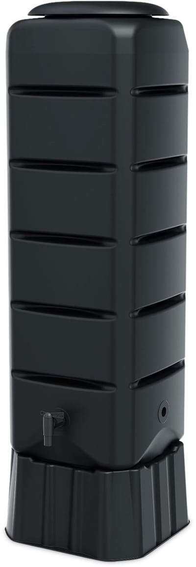 Dailygoods- Regenton hoekig 120 liter - Kunststof - Waterkraan - Veiligheidsgordel - Robuust - Afmetingen 130 x 37 x 37 cm - Watertank