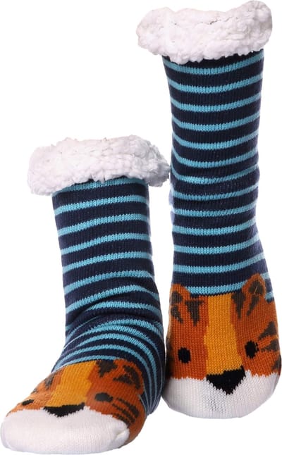 JAXY - Huissokken Dames - Verwarmde Sokken - Anti Slip Sokken - Huissokken - Bedsokken - Warme Sokken - Kerstcadeau Voor Vrouwen - Thermosokken - Dikke Sokken - Fluffy Sokken - Kerstsokken Dames en Heren - Tijger