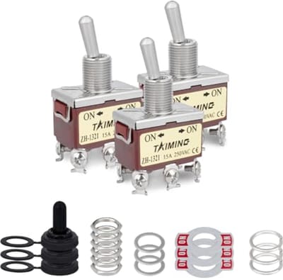 3 Stuks Tuimelschakelaar 20A, 125V, DPDT, 6 Terminal, Aan/Aan, 2-positie Hoge Prestaties Rocker Schakelaar met Waterdichte Kap