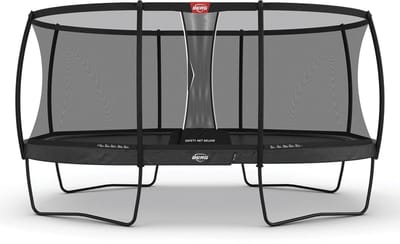 BERG Grand Elite Regular 520 Trampoline Op Poten - Ovaal - Safety Net Deluxe - AirFlow Pro Springdoek - TwinSpring - Grijs