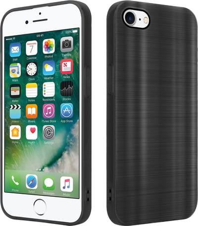 Cadorabo Hoesje geschikt voor Apple iPhone 7 / 7S / 8 / SE 2020 in Brushed Zwart - Beschermhoes Case Cover van flexibel TPU silicone in Brushed design