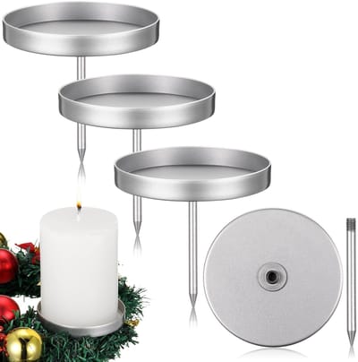 Dailygoody - Kandelaar - Adventskrans - Elegante metalen kaarsenhouder - Zilver - Theelichthouder - Decoratieve kaarsenstandaard - Geschikt voor