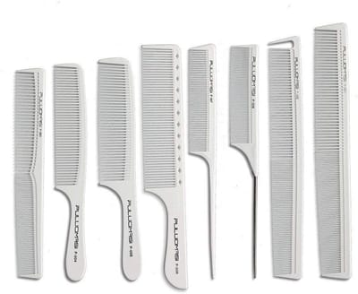 Professionele Hittebestendige Koolstof Kam Set van 8 voor Kappers en Styling