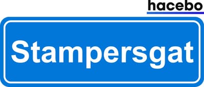 Hacebo - Plaatsnaam Sticker - 29x10 CM - Stampersgat sticker - Verkeersborden sticker - grappige cadeaus - Stampersgat
