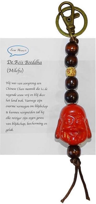 De Reis Boeddha Sleutelhanger Rood