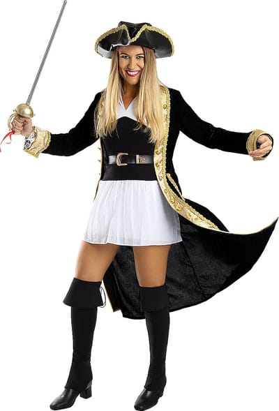 FUNIDELIA Deluxe Piraten Kostuum voor vrouwen - Maat XS - Zwart