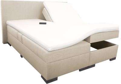 Elektrische Boxspring Milano - 140x200 cm - Heerlijke HR50 koudschuim topper - Kleur: zand
