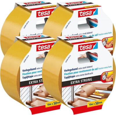 Tesa Extra Strong - Dubbelzijdige Tapijt Tape - 10m x 50mm - Weerbestendig