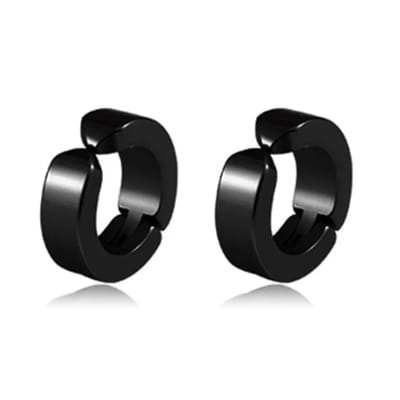 Plux Fashion Classic Clips Oorbellen - Zwart - 8mm - Stainless Steel - Heren - Dames - Sieraden – Zwarte Oorbellen - Classic Clips Earrings - Oorbel - HipHop Oorbellen - Sieraden Cadeau - Luxe Style - Duurzame Kwaliteit - Kerst - Black Friday