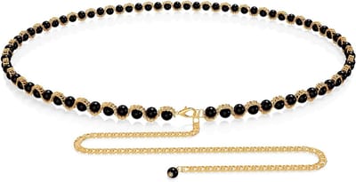 Plus Size Schouderband voor Dames, Lange Lichaamsketting met Faux Parels, Verstelbare Metalen Ceintuur en Modeaccessoires