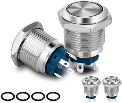 Dailygoody - Drukknopschakelaar - Waterdicht - 12V AAN/UIT - Met LED-ringlicht - Voor Auto en Boot - 16mm Montagegat