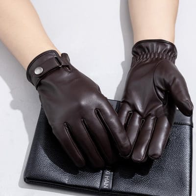 Gants en peau de mouton pour hommes, doublés de polaire pour plus de chaleur lors des sorties à vélo en hiver. Gants en cuir véritable pour le cyclisme d'hiver. XL Code