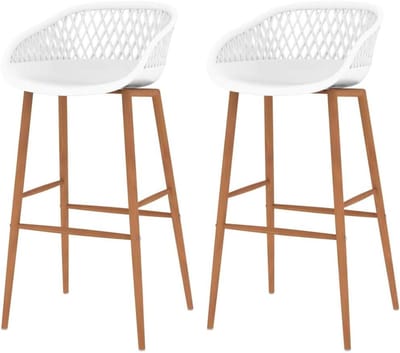 Barstoelen Set - Barkrukken Keuken - Aan Bartafel Zitten - Ergonomisch Gevormd - 48x47.5x95.5 cm - Wit Bruin