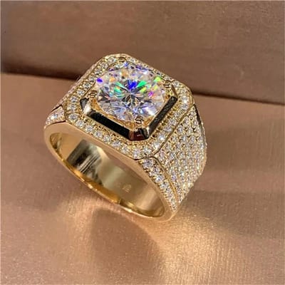 Glanzende Witte Zirconia Ronde Steen Ring Vintage Gouden Kleur Trouwring Man Vrouw Mode Kristal Verlovingsringen Voor Vrouwen Mannen 13