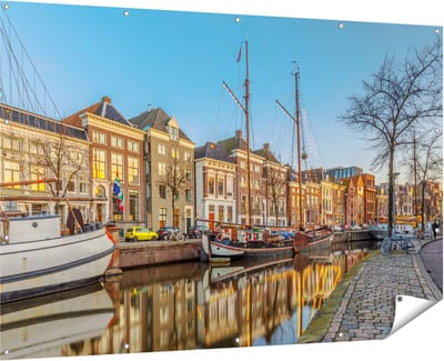 Gards Tuinposter Groningen Hoge der A Haven - 180x120 cm - Tuindoek - Tuindecoratie - Wanddecoratie buiten - Tuinschilderij