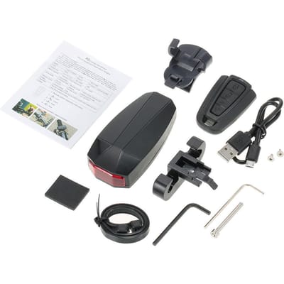 Fietsachterlichten Intelligent antidiefstal Fietsachterlicht Alarm LED Fietsen Stroboscoopwaarschuwing Elektrisch black