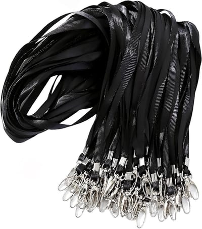 50 Stuks Hangende Lanyards met Metalen Clip voor ID Kaarten - Perfect voor Studenten, Werknemers en Bezoekers (Zwart)