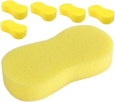Autoreinigingssponzen Set - Grote Schoonmaaksponzen - Veilig Lak Reinigen - Stevig Veelzijdig Materiaal - 10x10x10 cm - Geel