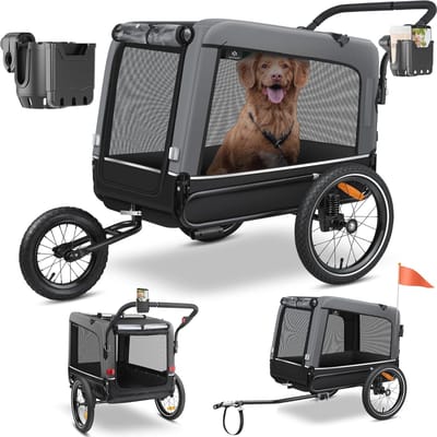 Hondenaanhanger 3-in-1 - Hondenbuggy & Jogger Fietsaanhanger - Ruim en Veilig met Vering