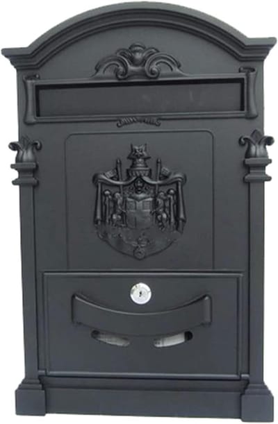 Wandbrievenbus - Brievenbus met slot - Post ontvangen - Gegoten aluminium - 26 x 9 x 41 cm - Zwart