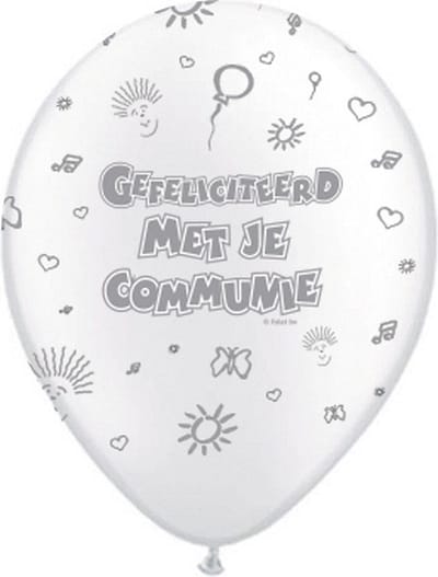 Folat Communie ballonnen - 8 stuks - parelwit - 30 cm