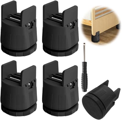 Dailygoods- Meubelverhogers 6-8 cm - Verstelbare Bedverhoging - Antislip - Zware Belasting tot 500 kg - Robuuste Kunststof - Vloerbescherming met Vilten Glijders - Meubelverhoging