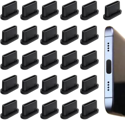 OIMG 26 stuks Type C anti-stofpluggen - USB C stofkapje antistofplug - Dust Plugs - USB C stofkap siliconen - Anti-Dust Protection Cap Beschermt tegen stof, zand, vuil en water - oplaadpoort beschermer - zwart