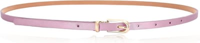 Dunne Leren Tailleband voor Dames met Metalen Gesp, Perfect voor Jurken en Broeken in Lichtpaars