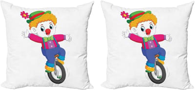 ABAKUHAUS Decoratieve kussenhoes met clownmotief, 2 stuks, modern accent, dubbelzijdige digitale print, 45x45 cm, meerkleurig