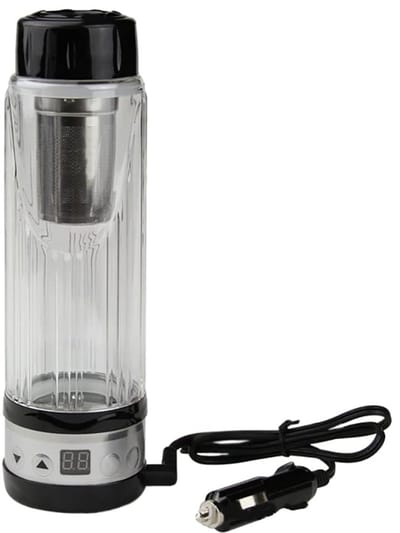 Dailygoody - Elektrische waterkoker voor auto - Reistheekop - Compact en handig - 420 ml - Warmwaterbeker - Ideaal voor onderweg - Kunststof en glas