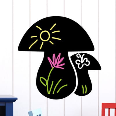 Schoolbord muursticker - uitwisbare zelfklevende muurstickers - Paddestoelen - 55x55cm