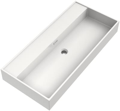 Brauer Gravity Wastafel - 100 cm - met 1 Spoelbak en 0 Kraangaten - Mineraalmarmer Zijdeglans Wit